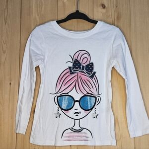 2T Garanimals Girls' White Graphic Long Sleeve Shirt